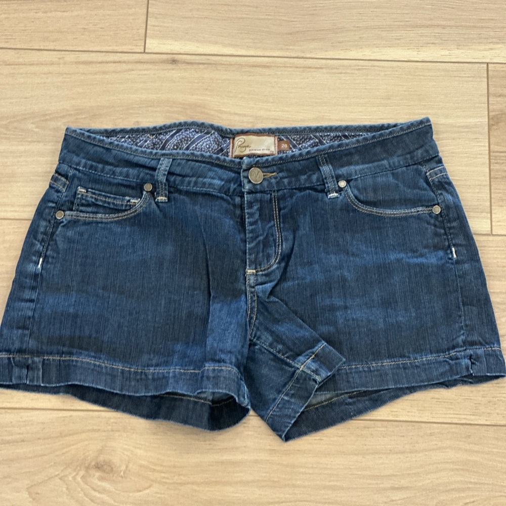 PAIGE Dark Blue Jean Shorts
